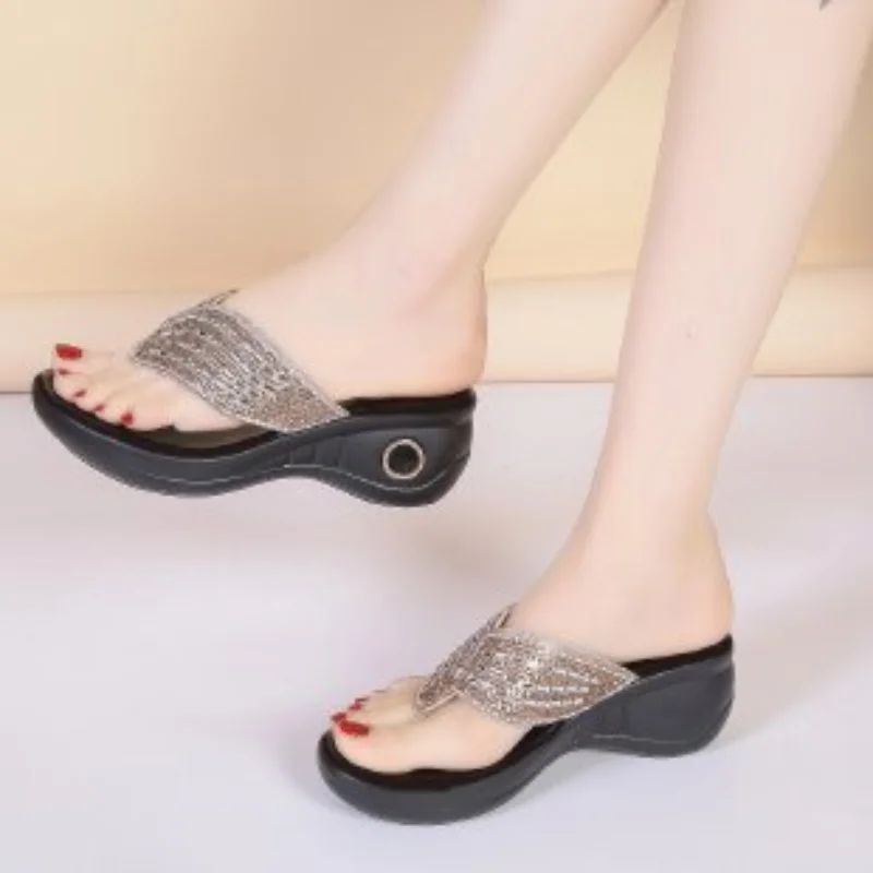 

Шлепанцы женские для дома и ванной, повседневные сандалии на платформе, пляжные тапочки, лето 2023