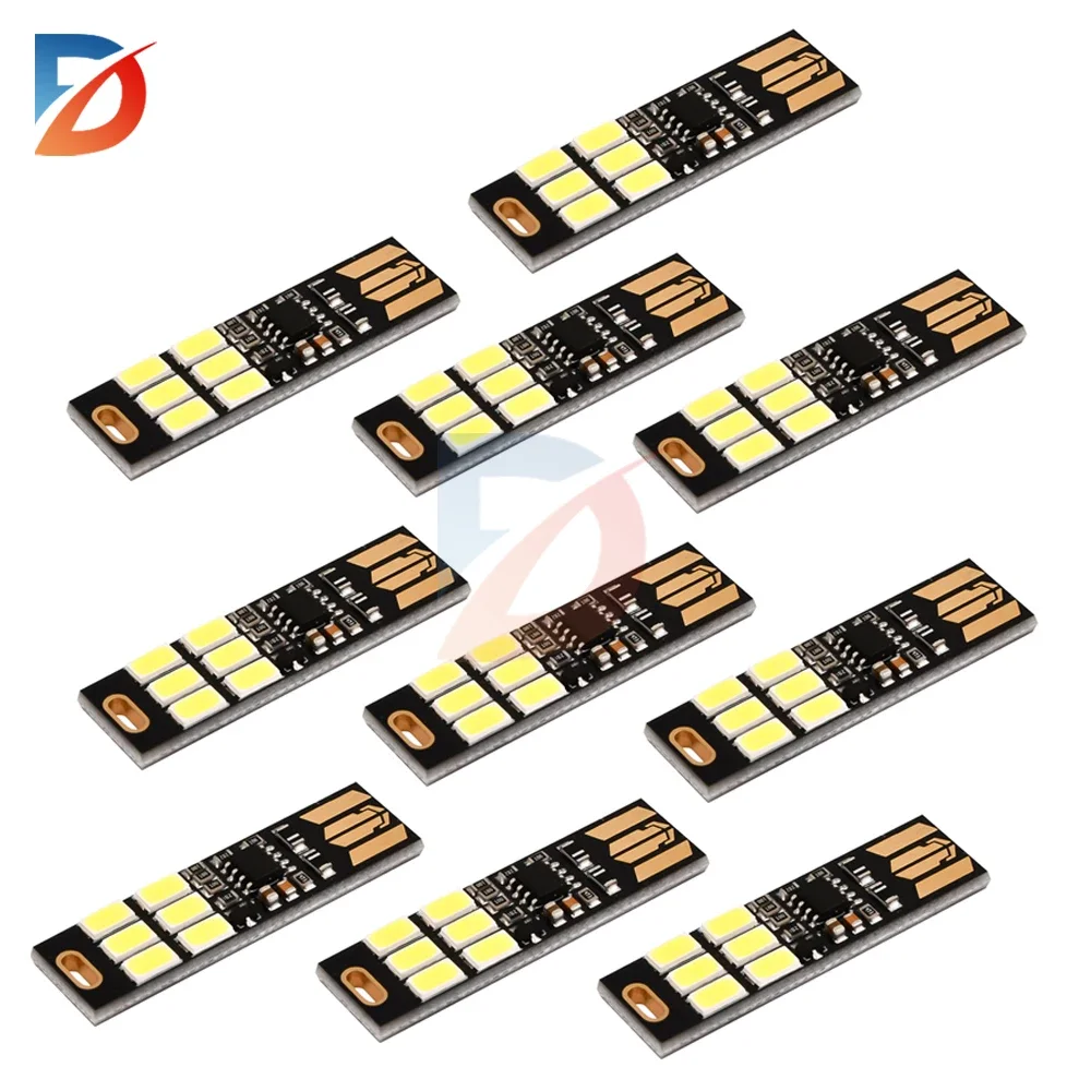 مصباح ليد صغير USB 5730 بـ 6 لمبات، 5 فولت، مع مستشعر لمس قابل للتعتيم، إضاءة ليلية للباور بانك والكمبيوتر واللابتوب وقراءة الكتب ومصباح طاولة، متوفر بكميات 10/5/1 قطعة
