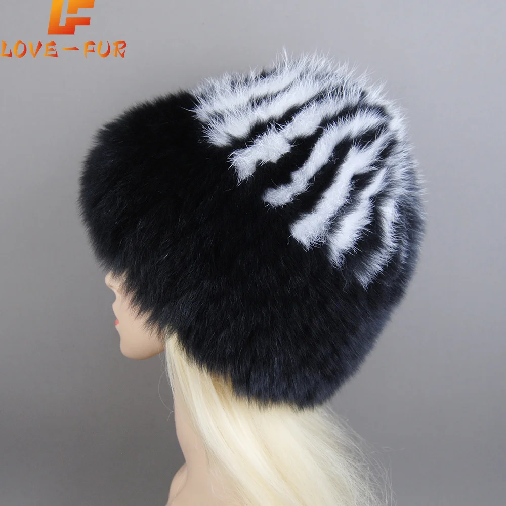 

Real Fox Fur Pompom Bomber Winter Hats Russian Female Ski Mask Natural Raccoon Fur Hat Knitted Skullies Beanies Fall Women's Cap