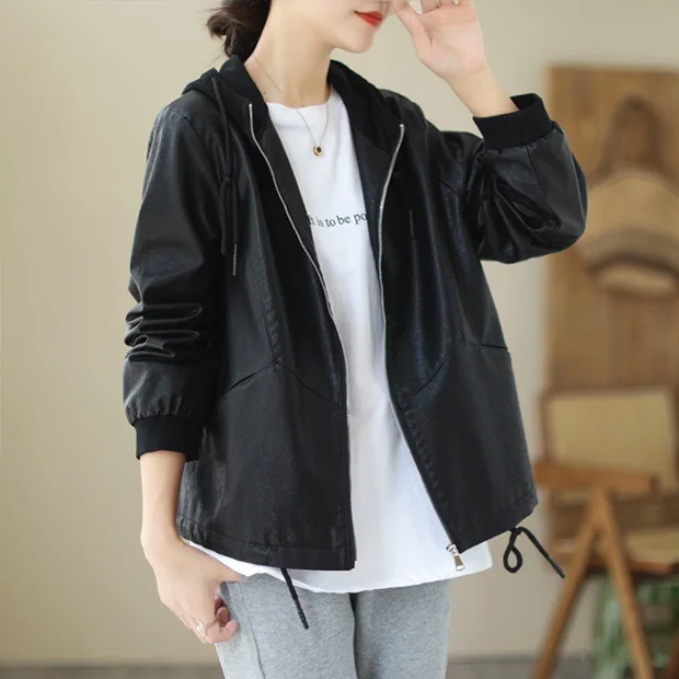 Стеганая повседневная верхняя одежда из искусственной кожи Traf s на молнии ПВХ