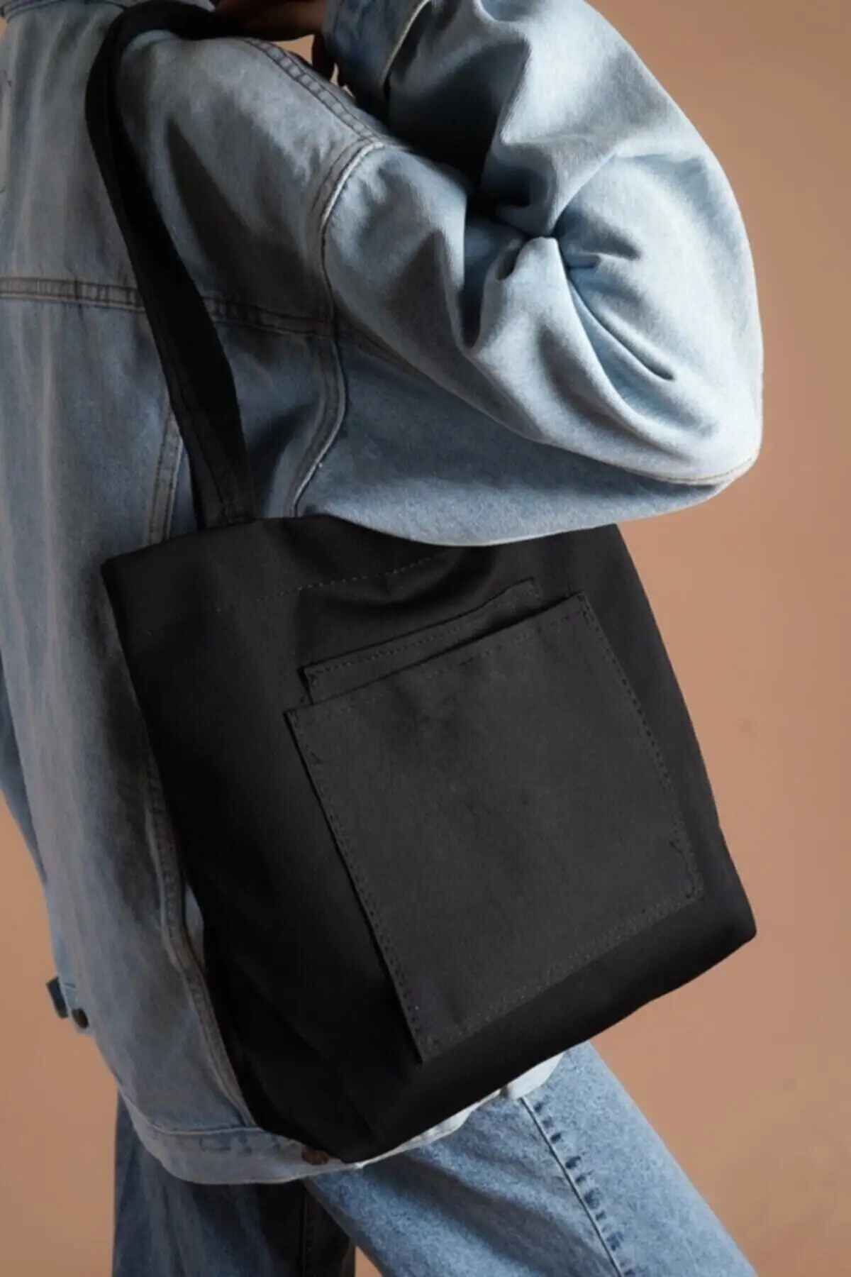 

Women's Men 'S Black Handbag Canvas Soft Cloth Fabric Sleeve And Shoulder Bag