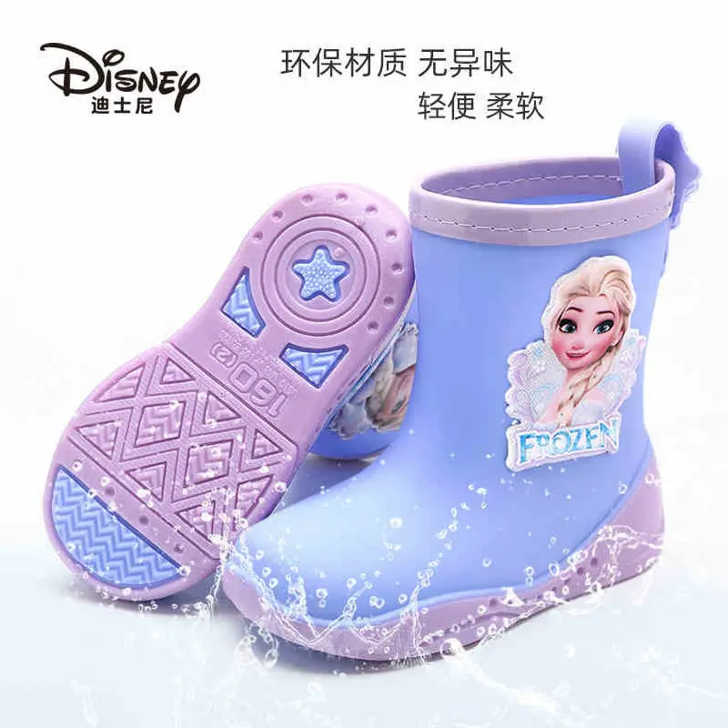 

Зимние детские резиновые сапоги Disney «Холодное сердце», Нескользящие износостойкие водонепроницаемые сапоги до середины икры для детей сре...