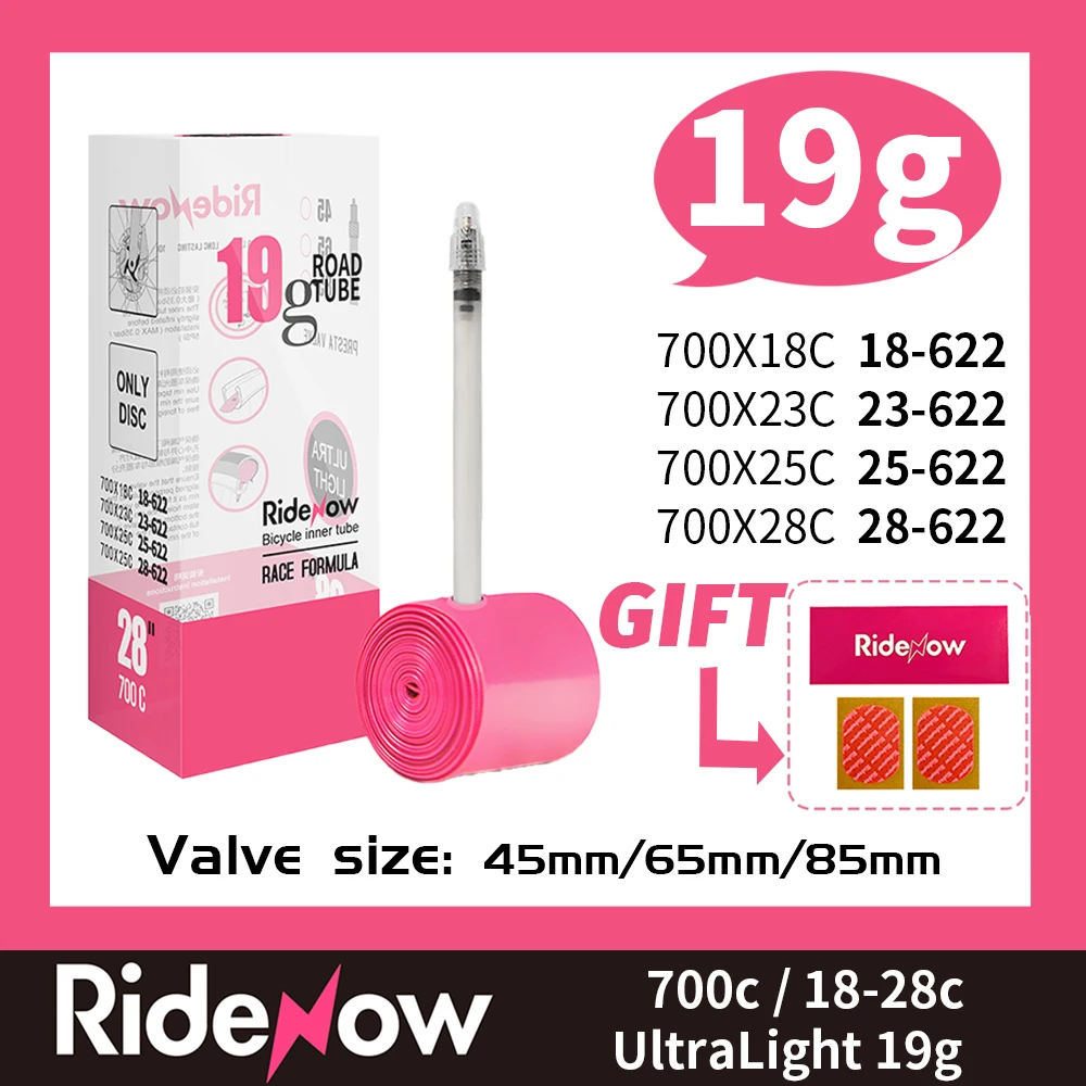 

19g TPU Tube Ridenow 700c Ultralight 700x18-28c Road Bike Tire 45mm/65mm/85mm 700c Super Light Inner Tube For Dics Brake Bike