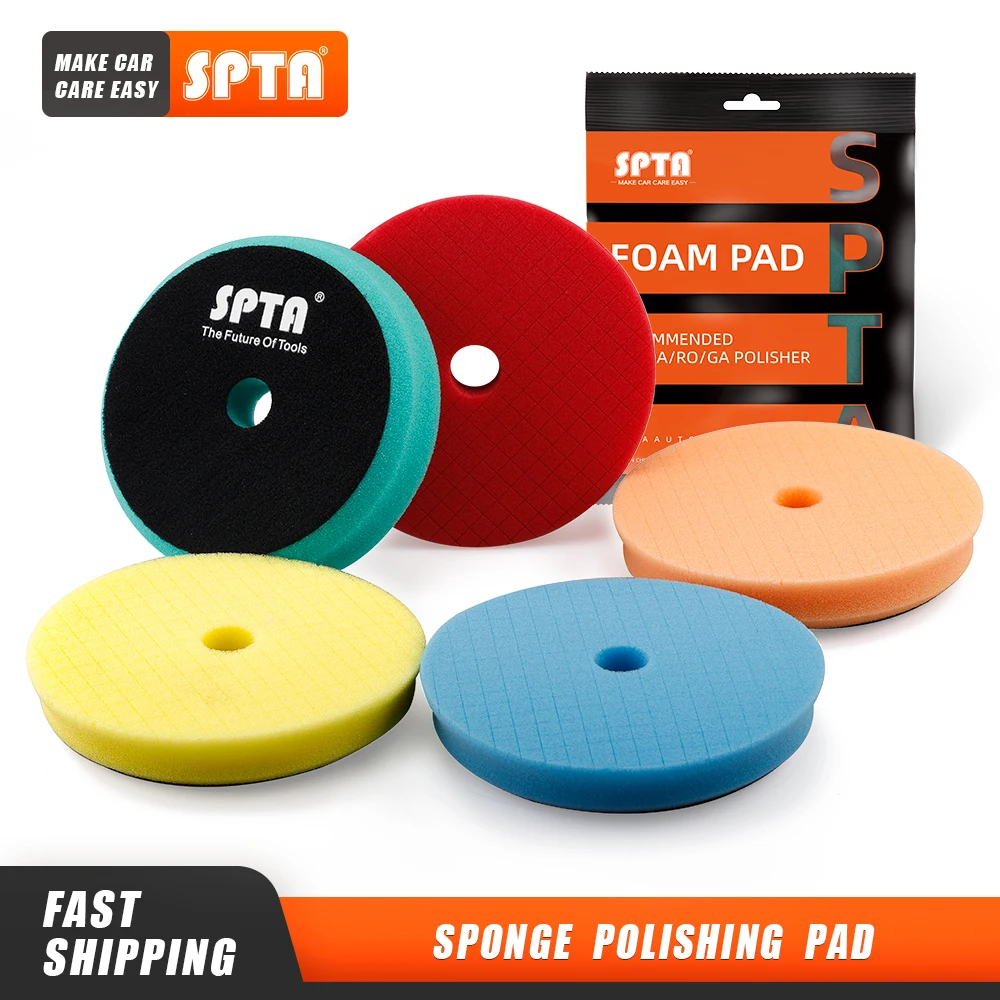 

SPTA 2Pcs & 5Pcs SPTA 5"(125mm)/6"(150mm) Car Spong Buffing Polishing Pads For DA/RO/GA Auto Body Car Buffer Polisher