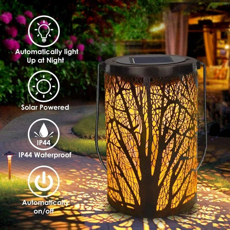 

Retro Hanging Solar Lantern Light Outdoor Solar Garden Light For Garden Patio Courtyard Lawn Walkway Xmas Party Decor Lighting