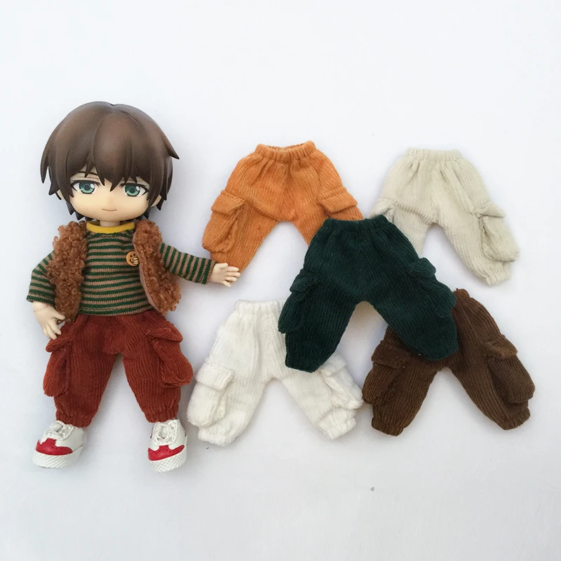 

D04-A218 children handmade toy 1:12 ob11 gsc bjd pd9 doll Accessories corduroy trousers pocket pants 1pcs