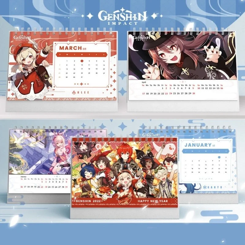

Anime Genshin Impact Table Calendar Cartoon Hu Tao Xiao Desk Calendar Organizer Planner Display Desktop Calendar Kawaii 2022