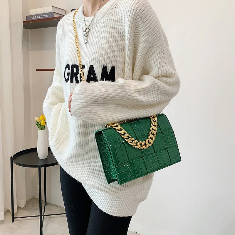 

Women Shoulder Bag for Alligator Crocodile Pattern 2022 Luxury Brand Lady Chain Crossbody Bags Female Purses and Handbag Totes