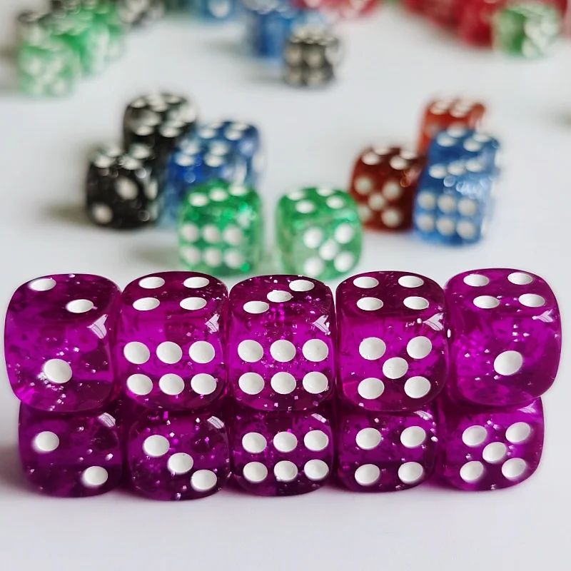 Набор из 10 шт. блестящих кубиков в роликах D6 6 граней 12 мм Casino Game Dice D6 Мини-кубики в сумке OPP для настольной настольной игры (art.: 3920c8a9cb406) - 3920c8a9cb406
