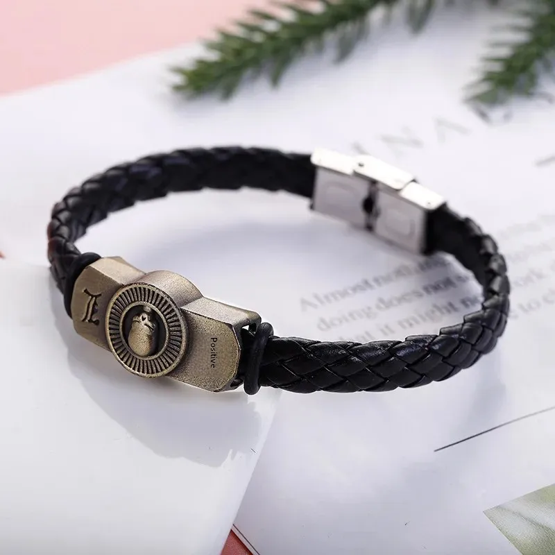 Винтажный тканый кожаный веревочный мужской браслет из нержавеющей стали новый