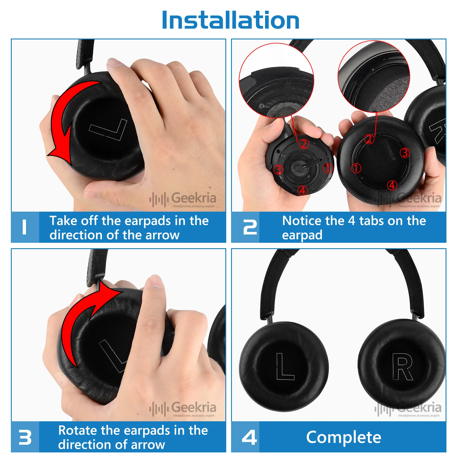 Сменные амбушюры Geekria Elite из овчины для наушников Bang &amp Olufsen Beoplay H9 H7 (не совместимы