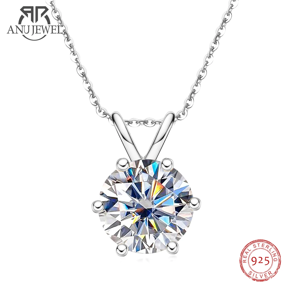 Anujewelry – collier en diamant Moissanite de couleur D  pendentif de qualité supérieure  plaqué or