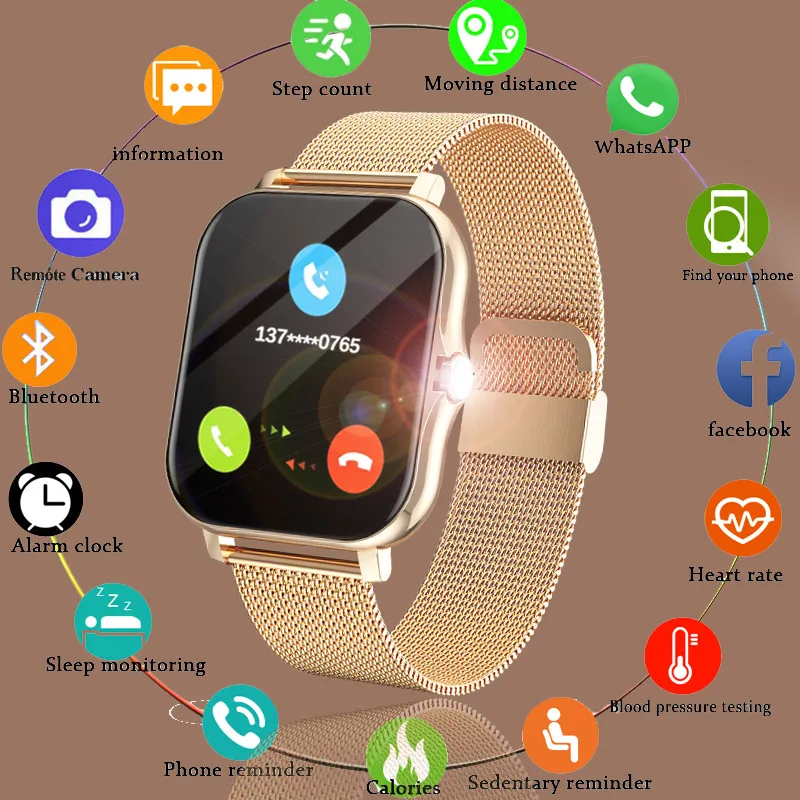 

2022 Women Smart Watch 1.69" Color Screen Full Touch Fitness Tracker Sports Watch Bluetooth Call Smart Clock Ladies Smartwatch