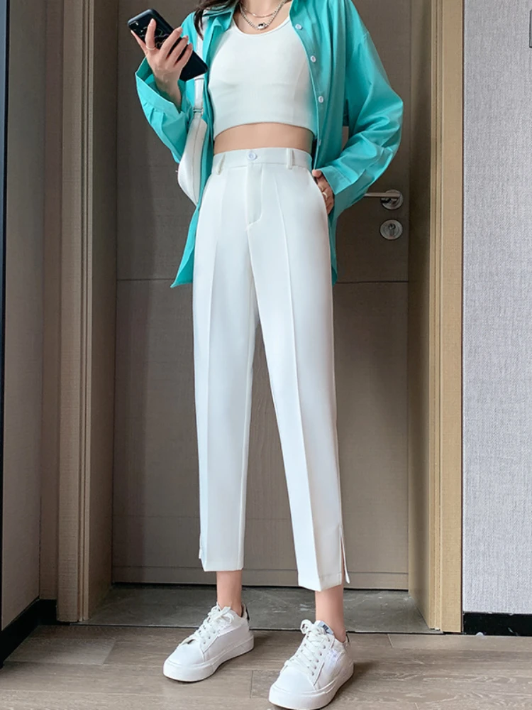 

Suit Pants Women's Spring Summer Extra Large Size Straight Pipe Casual Cropped Women's Pants Fashion Split Harem Trousers Pants