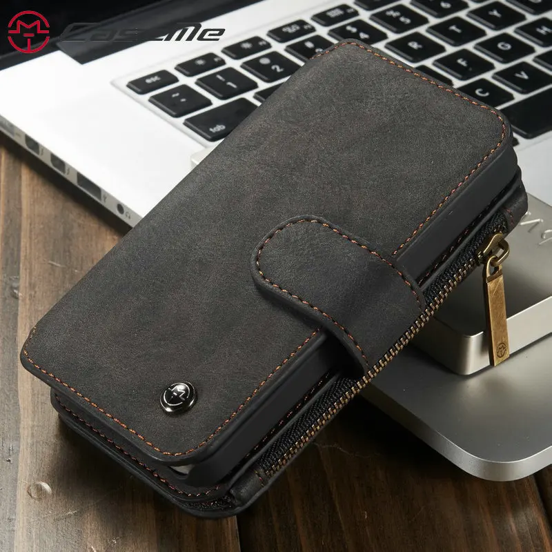 

CaseMe For iPhone SE 5S 5 Wallet Case with Detachable Slim TPU PC Case,Luxury Handmade,TRIFOLD Leather Cover For iPhone 5 Wallet