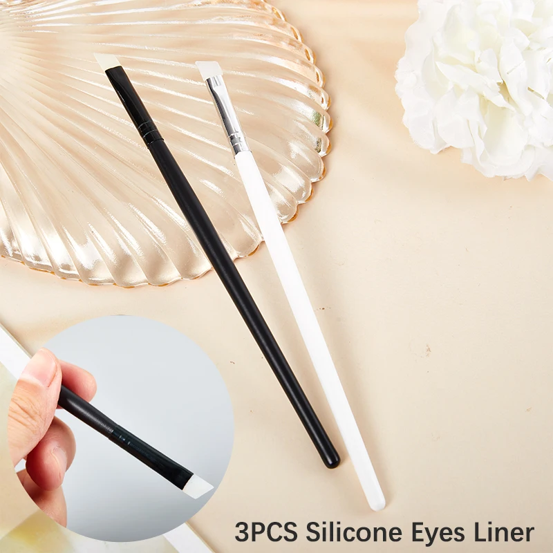 3Pcs Silicone Eye Makeup Brushes Flat Eyebrow Eyeliner Brush Professional Eyes Brow Pincel Maquiagem Make Up Cosmetic Tool