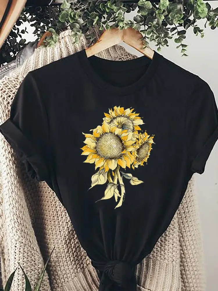 

Женская футболка с коротким рукавом, с принтом подсолнуха
