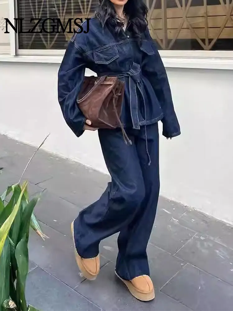 TRAF 2025 весенний повседневный шикарный женский костюм джинсовый однобортный