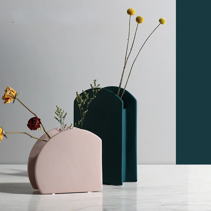 

Home Furnishing Nordic Simple Macaron Ceramic Vase Home Furnishing Creativity High grade Decorations Flower Ware Ornaments
