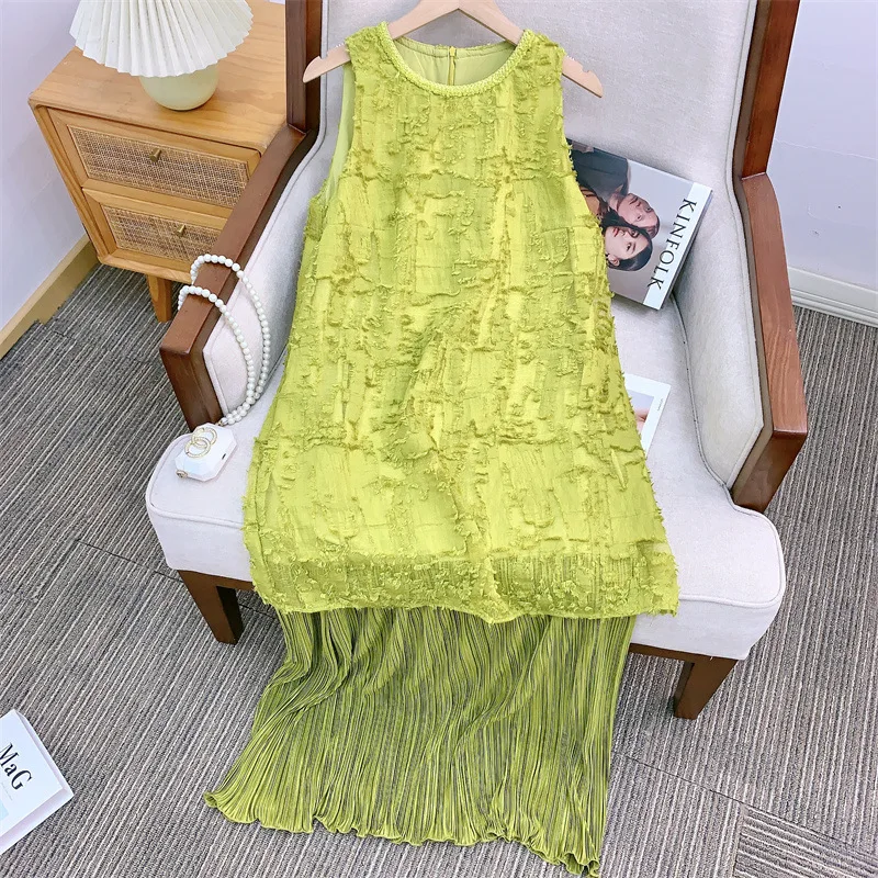 Весенний отпуск стильное платье женский топ без рукавов на молнии с круглым