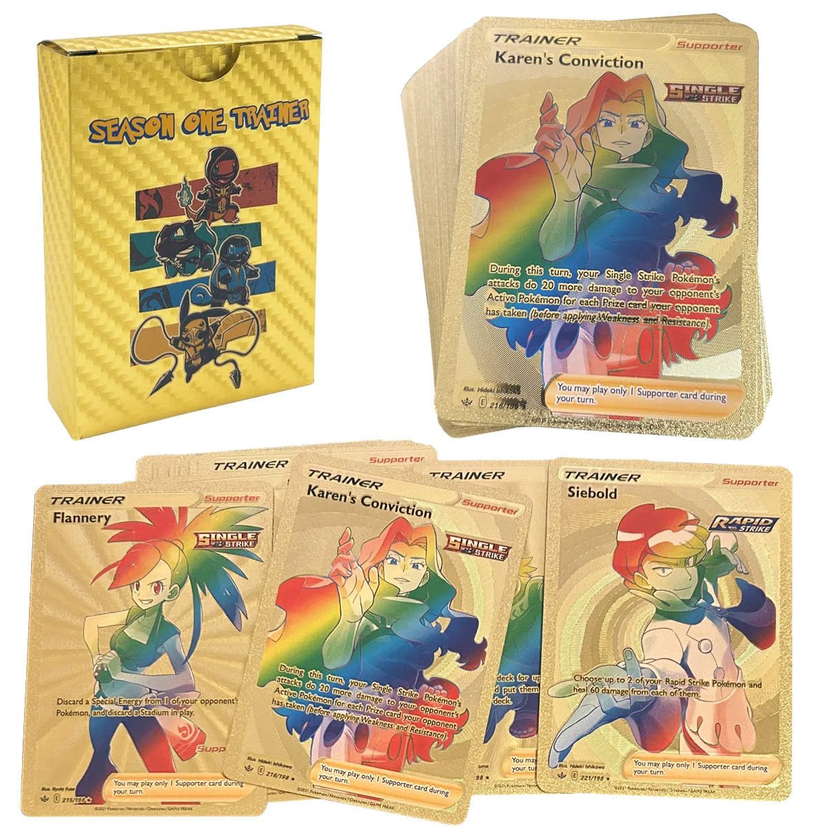 

5-55PCS Pokemon TRAINER Golden Cards No Repeat English Version Game Battle Carte Trading Shining Collection Cards Toys Gift