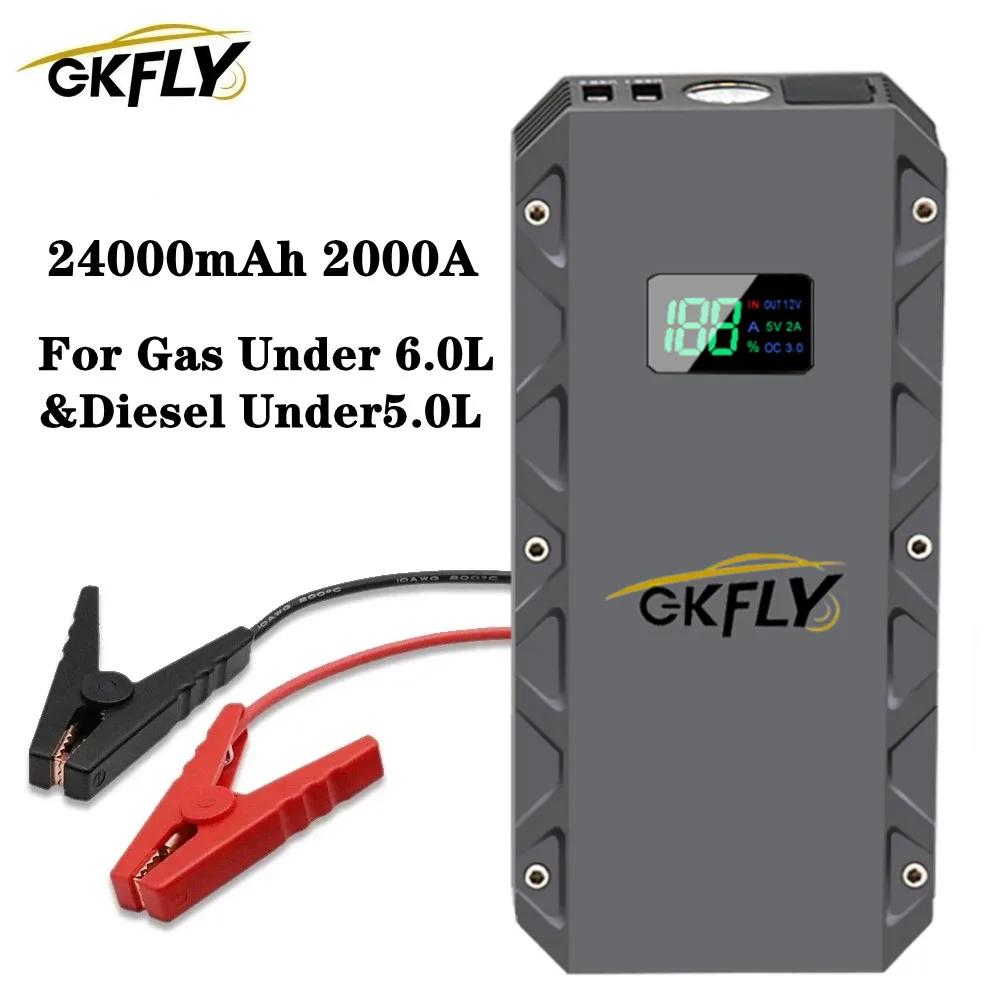 GKFLY 12V 2000A Car Jump Starter Portable Power Bank Starting Device Diesel Petrol Car Charger For Car Battery Buster Booster