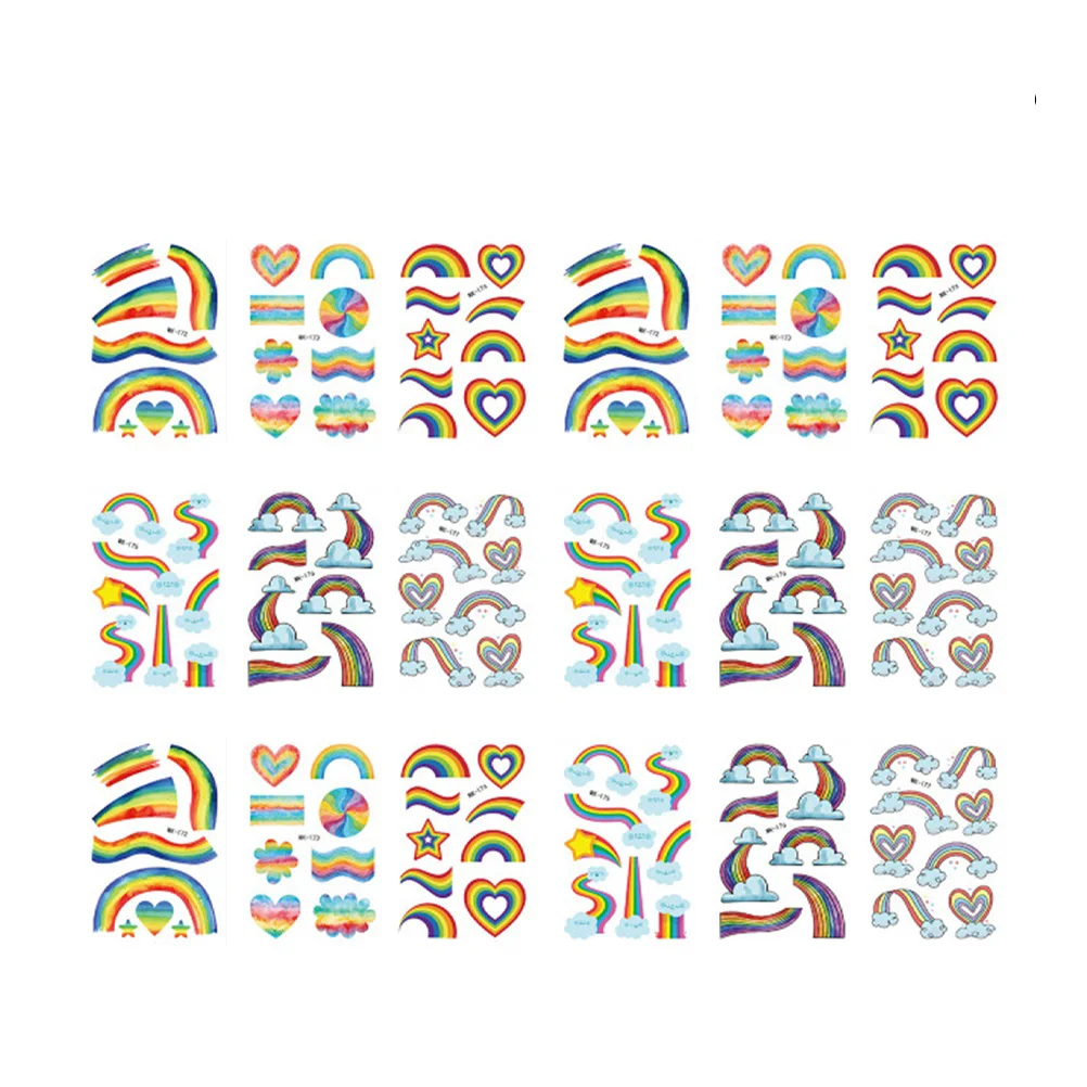 

18 Sheets of Rainbow Stickers Beautiful Colorful Stickers for Face Body Hand (WK-172, WK-173, WK-174, WK-175, WK-176, WK-177,