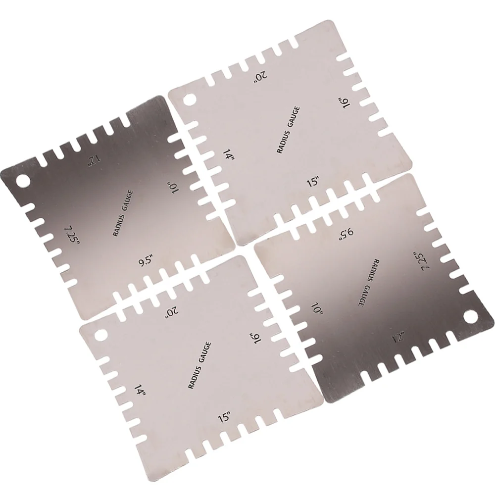 

4Pcs One Set Professional Guitar Arc Ruler High Precise Measure Tools Guitar Radius Gauge String Action Ruler Gauge (Silver)