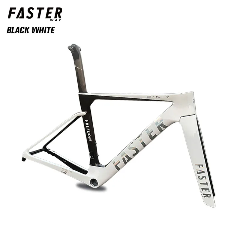 Фото Новая модель T47 FASTERWAY Freedom Frameset Карбоновая дорожная рама для велосипеда с вилкой, зажим для подседельного штыря, гарнитура, руль 32C, дисковый тормоз №2