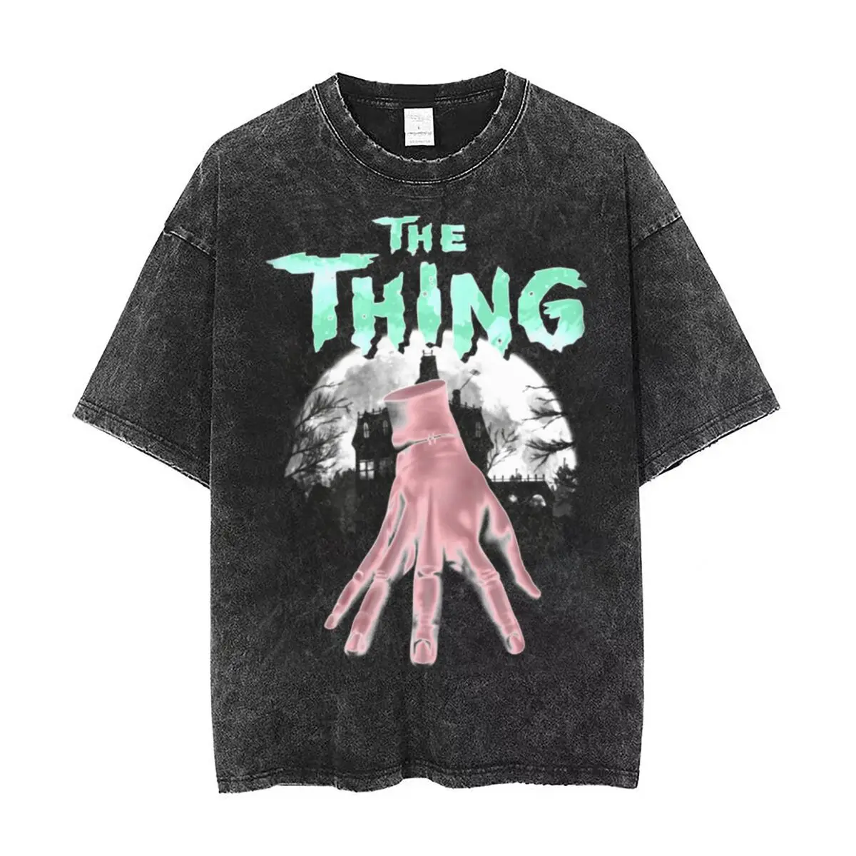 

Beware Of The Thing Washed T Shirts Streetwear Hip Hop Vintage T-Shirt Wednesday Addams Tee Men Women Cotton Harajuku Summer