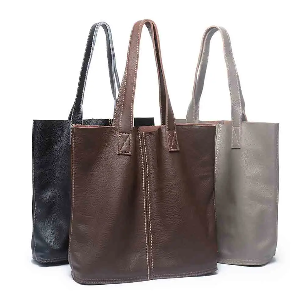 

Motingsome Winter New Woman Leather Bag 35cm Large Capacity Luxury Cowhide Retro Ladies Shoulder Handbag Casual Tote Black 2022