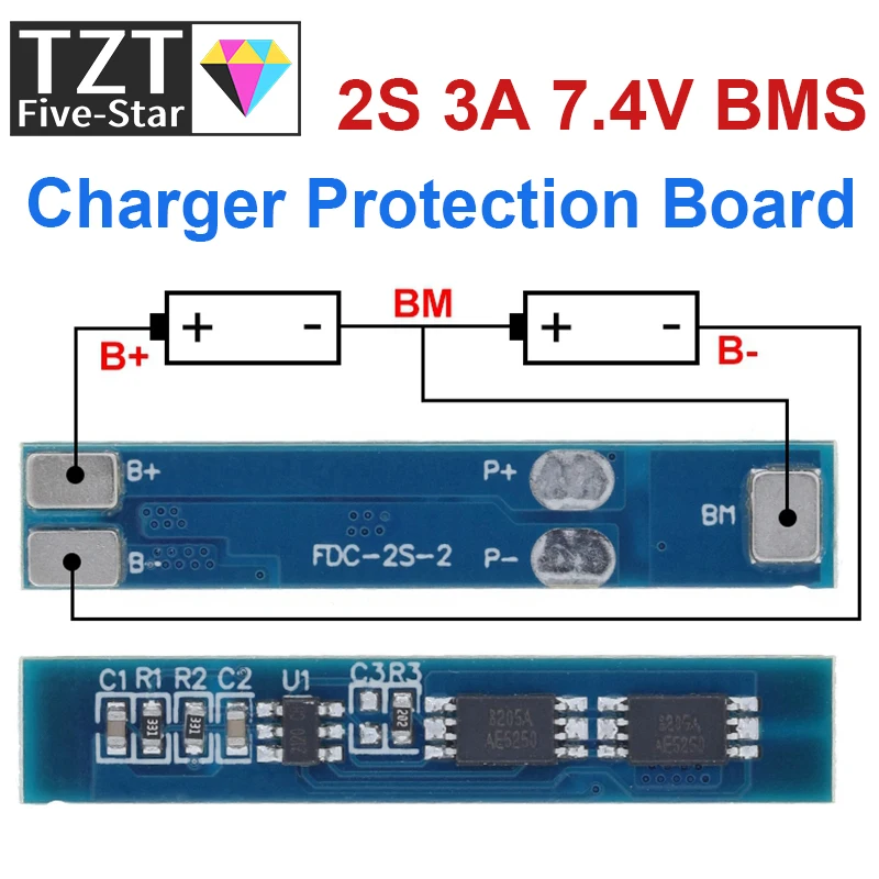 Защитная плата TZT 2S 3A для зарядки литий-ионных аккумуляторов 7 4 В 8 в 18650