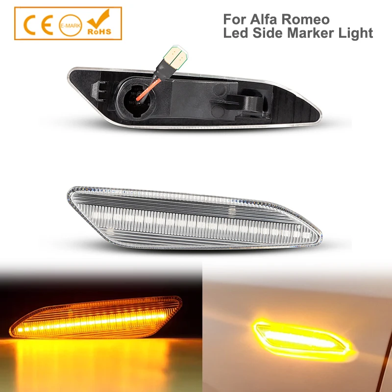 

For Alfa Romeo 147/156 Fiat Tipo Egea 356 Lancia Ypsilon Delta MK III Chrysler Silver Led Side Marker Blinker Turn Signal Light