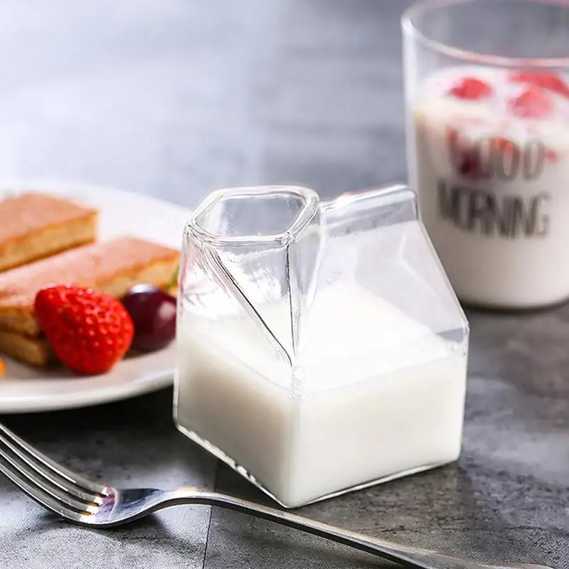 

Ingenious Mini Glass Milk Cup Carton Creamer Jelly Cup Coffee Juice Transparent Cup Breakfast Container Crystal Irregular Cup