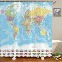 map of the world shower curtain national flag bath curtains geography educational fabric bathroom shower curtain with hooks