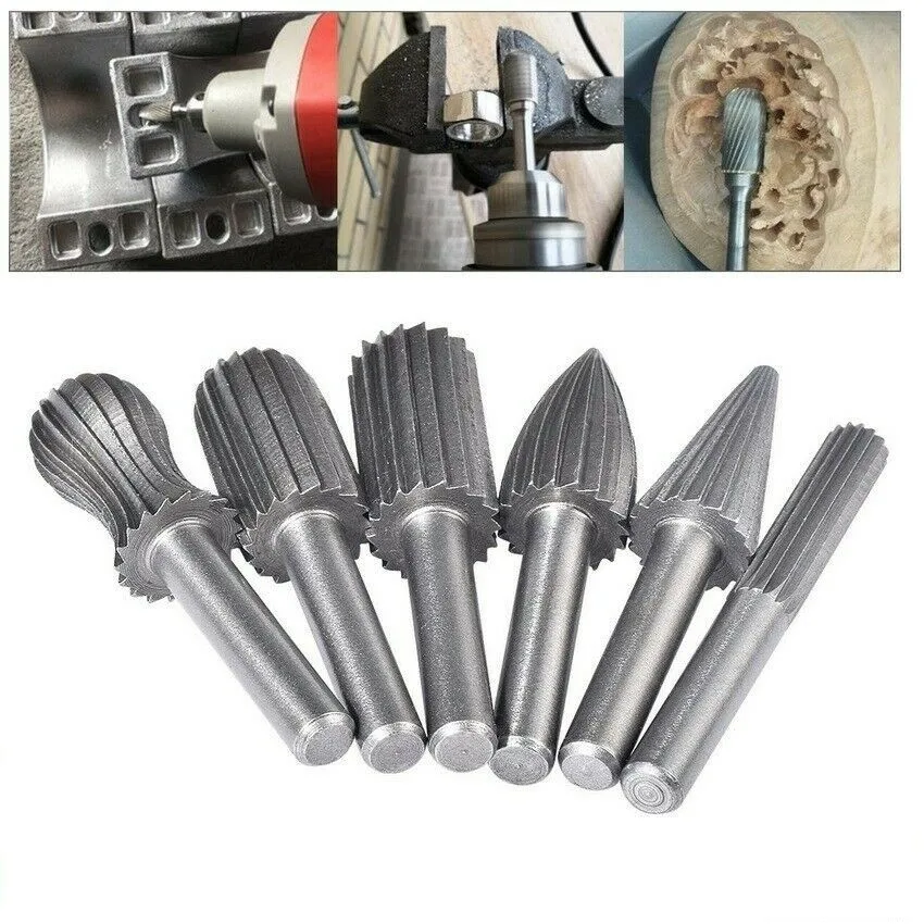 

6 Set Tungsten Carbide Burrs Carbide End Mills Drill Bit Milling Cutter Rotary Tool Burr Power Tools