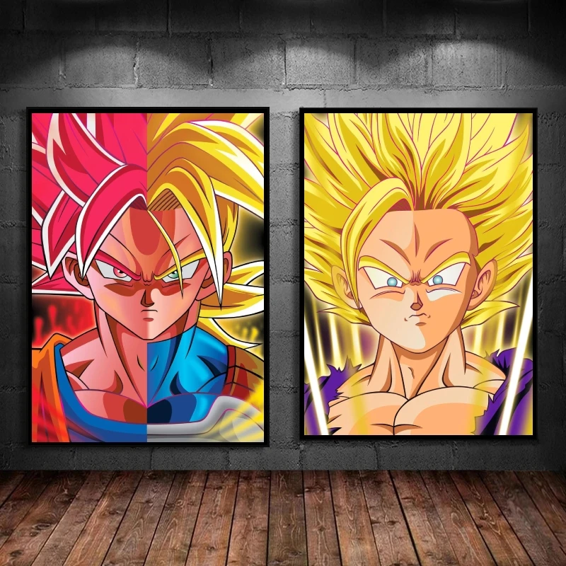 

Холщовые плакаты с драконом жемчугом Гохан Вегета аниме Классическая комната домашние модульные принты Высокое качество Искусство Декор детской спальни