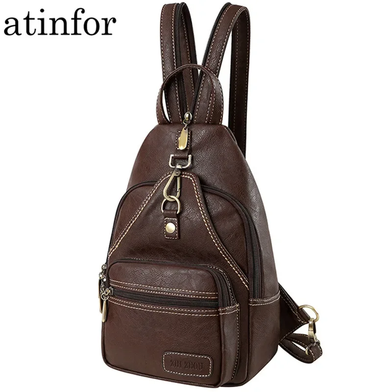 

Purse Backpack Women Daily Small Lady Artificial Travel Vintage Leather Bag Soft Bags Multifunction Mini Chest Female Shoulder