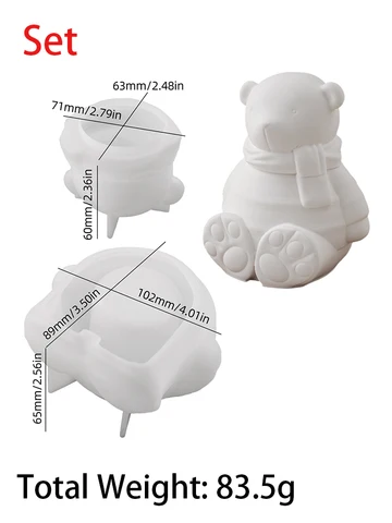 Мультяшная банка для свечей с медведем, силиконовая форма, цементная смола, эпоксидная штукатурка, 3D шарф с медведем, свитер, банка для аромата, коробка для хранения, форма для домашнего декора