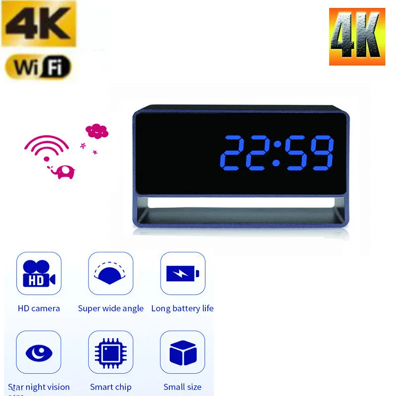 

Full HD 4K Smart Clock mini Camera WIFI P2P ip cam Night Vision Motion Detection Home Security Camcorder Suport Hidden TF Card