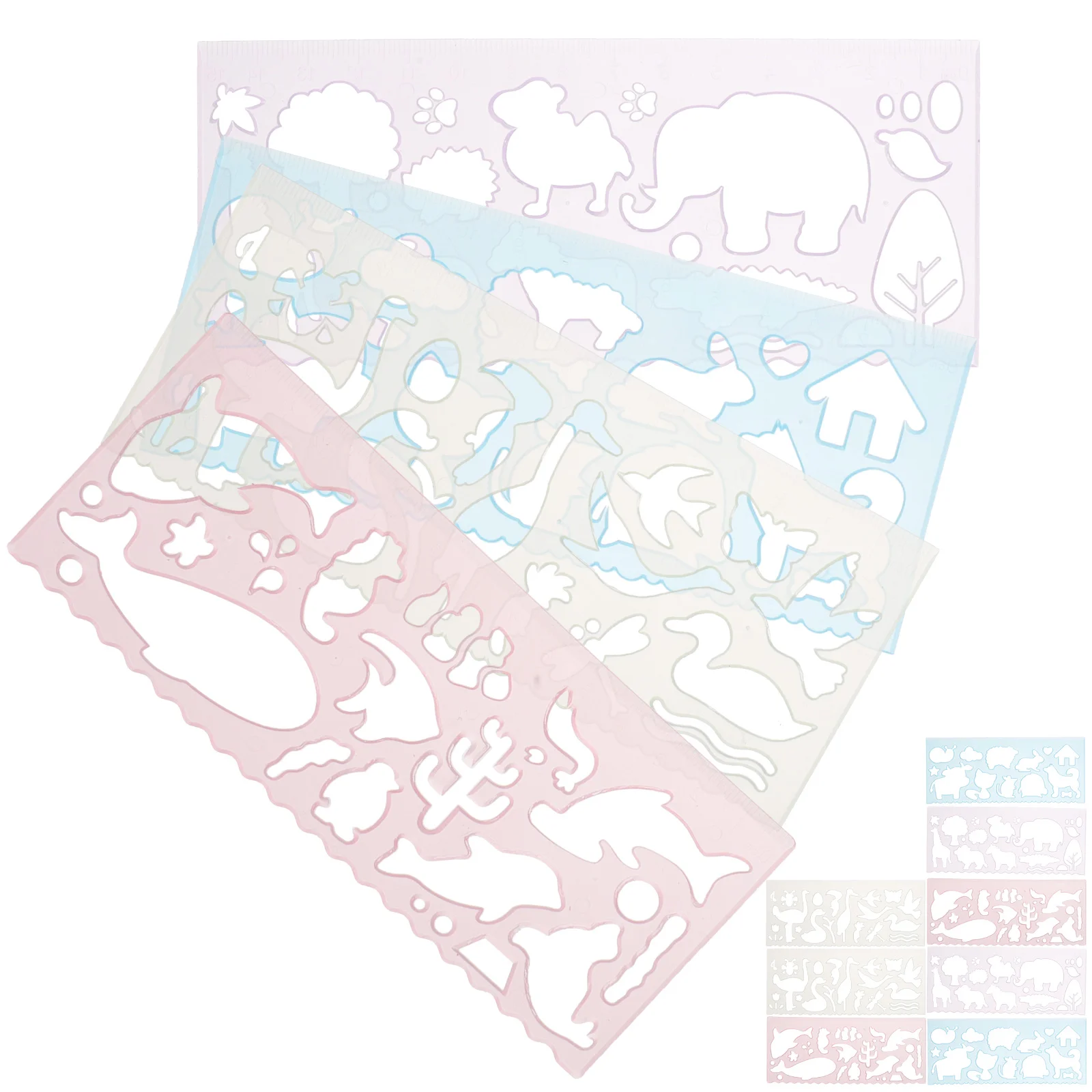 

12 Pcs Animal Drawing Ruler Animals Molds Manuscript Painting Stencils For Kids Kids Pp Plastic Child Board