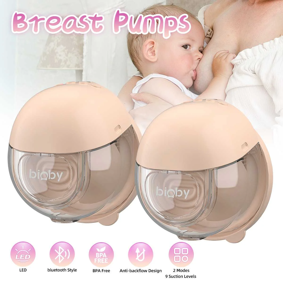 

Bioby Electric Breast Pump Hand Free Baby Portable Wearable BPA free Comfort Breastfeeding Milk Extractor Baby Accessories NEW