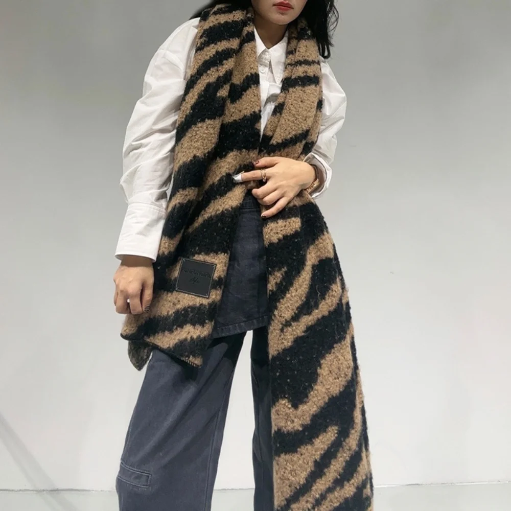 2024 новый модный кашемировый шарф с принтом зебры ветрозащитный теплый