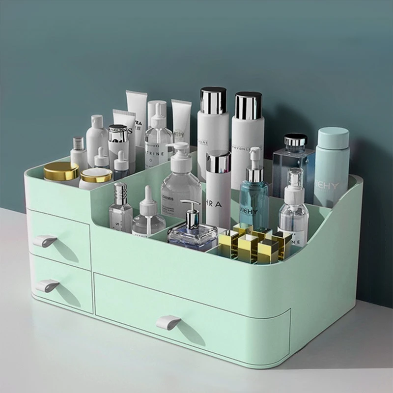 

Plastic Makeup Bathroom Storage Box Cosmetic Organizer Desktop Make Up Jewelry Storage Case Sundries Table Container Organizer