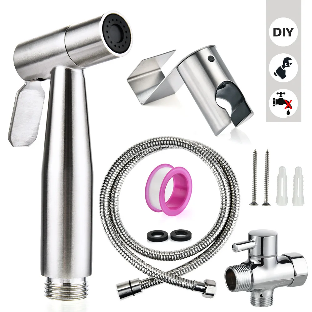 Stainless Steel Handheld Bathroom Shower Toilet Bidet Sprayer Set Companion Nozzle Water Washer Booster for Women Cleaning Set