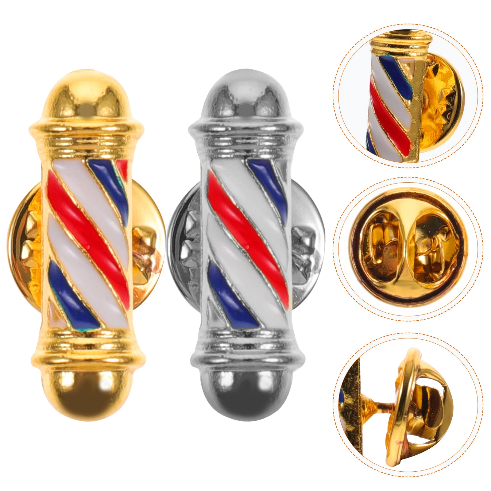 

2 Pcs Mens Gift Turning Light Brooch Alloy 2.2x1x1cm Safety Pin Clip Plating Brooches Women Miss
