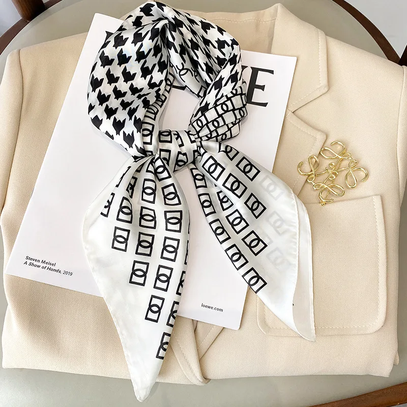 

Silk Scarf Square Print Shawl Head Wraps for Women Bandana Female Neckerchief Fashion Bag Scarves Lady Hair Band Foulard Summer