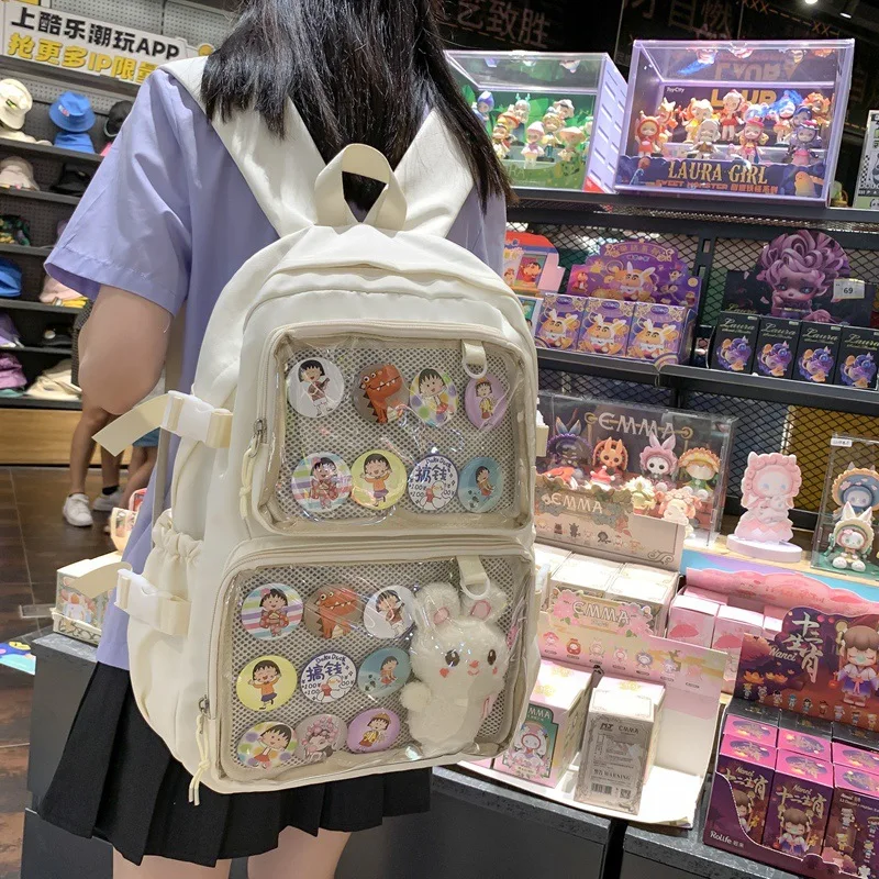 Фото Японский Kawaii Itabag женский новый 2024 прозрачный рюкзак женский большой вместительный рюкзак Ita школьные сумки для студентов колледжа JK №2