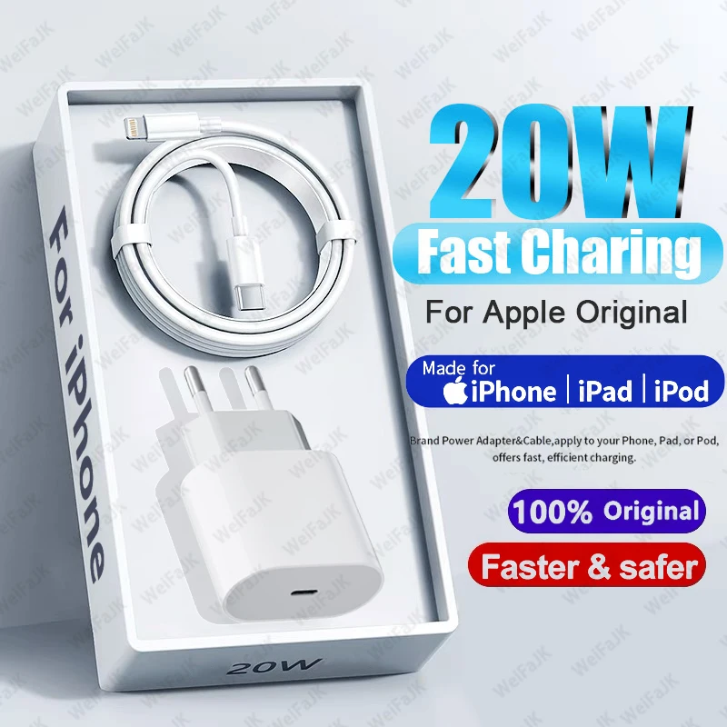 Apple Original PD 20W быстрое зарядное устройство для iPhone 13 12 11 Pro Max Mini X XS XR AirPods iPad USB C к