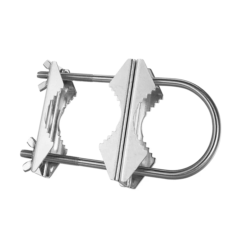 4X Double Antenna Mast Clamp V Jaw Block With U Bolts Heavy Duty Anti-Rust Mast To Mast Mount Bracket Kit For TV,CB,Ham